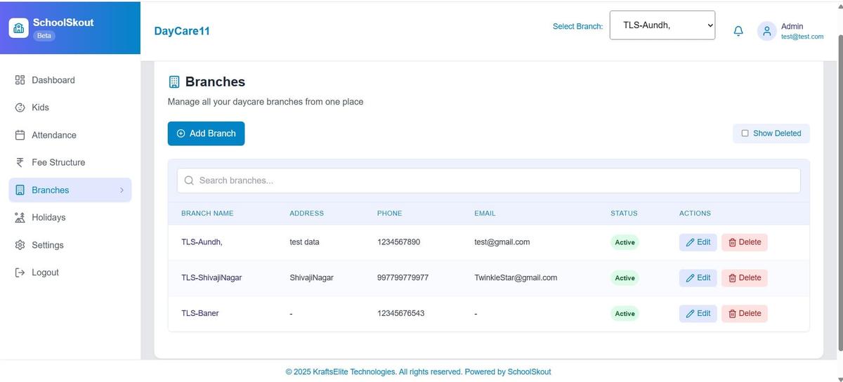 schoolskout branch management for daycare software
