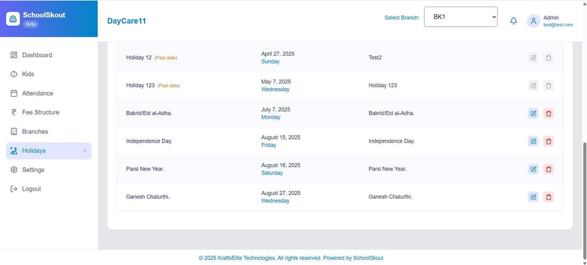 schoolskout holidays management for daycare software
